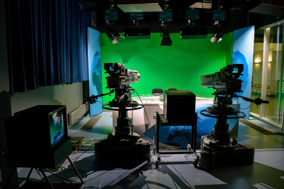 Broadcast cameras in a television studio